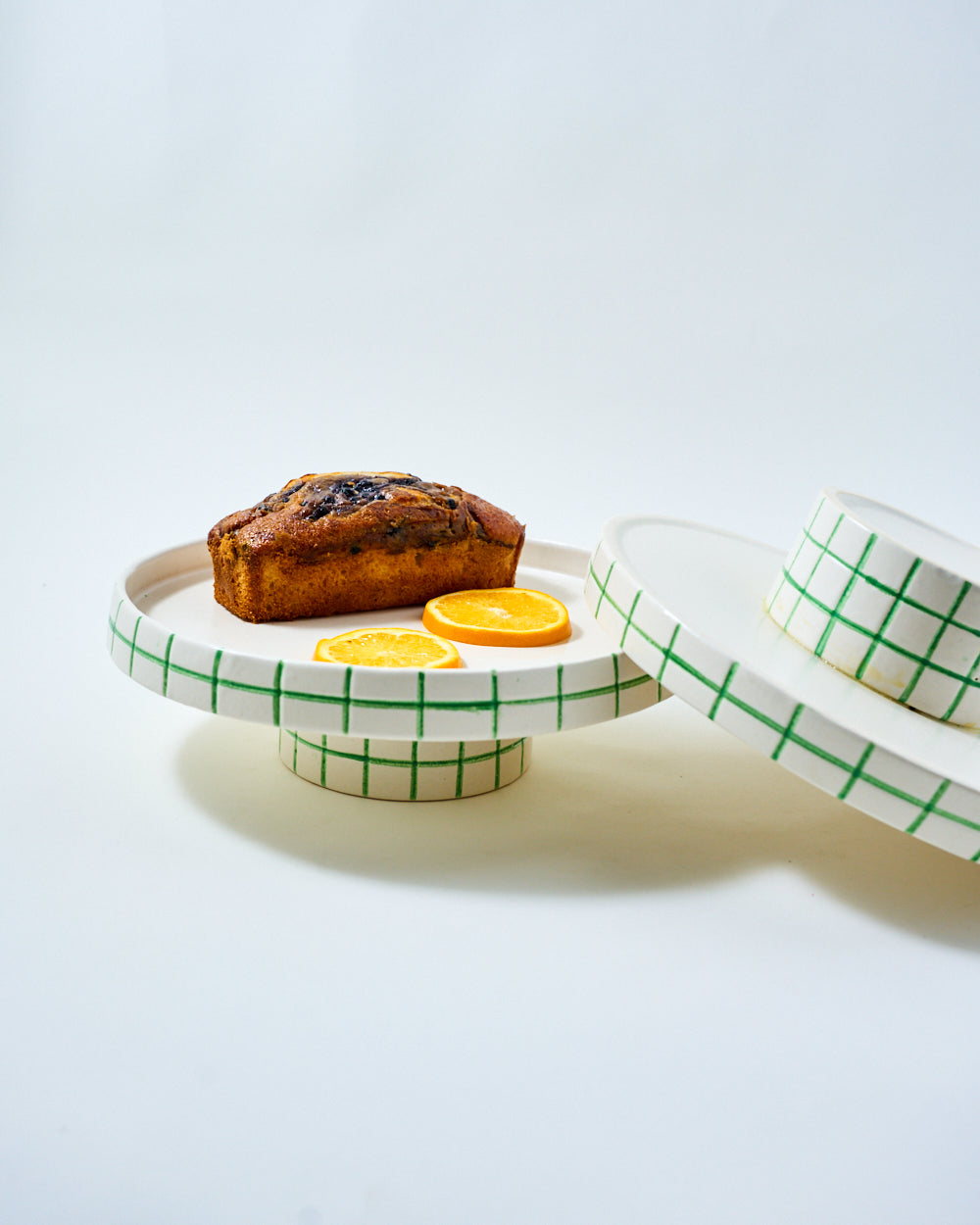 11 inch cake stand white and green