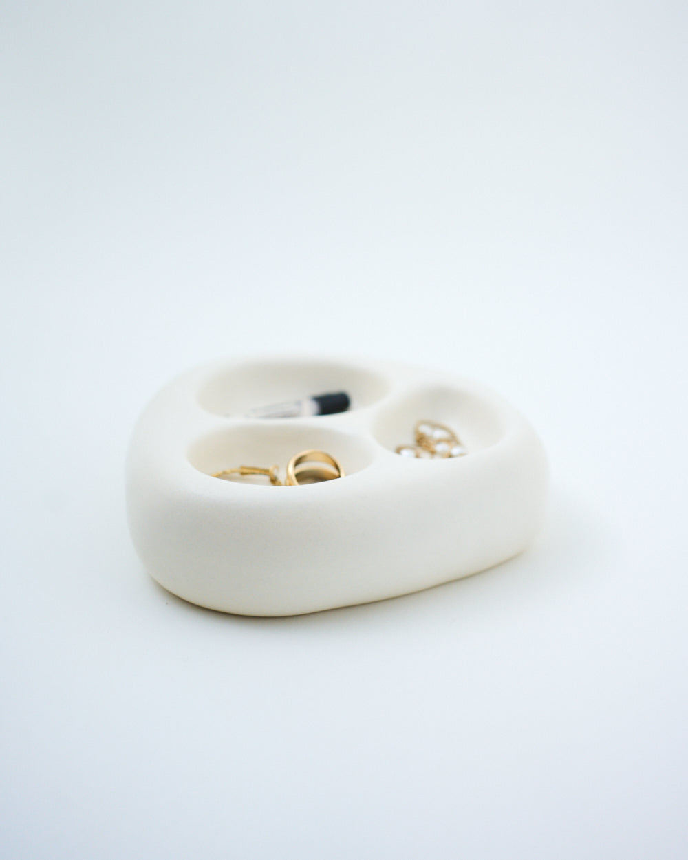 white jewelry display trinket tray