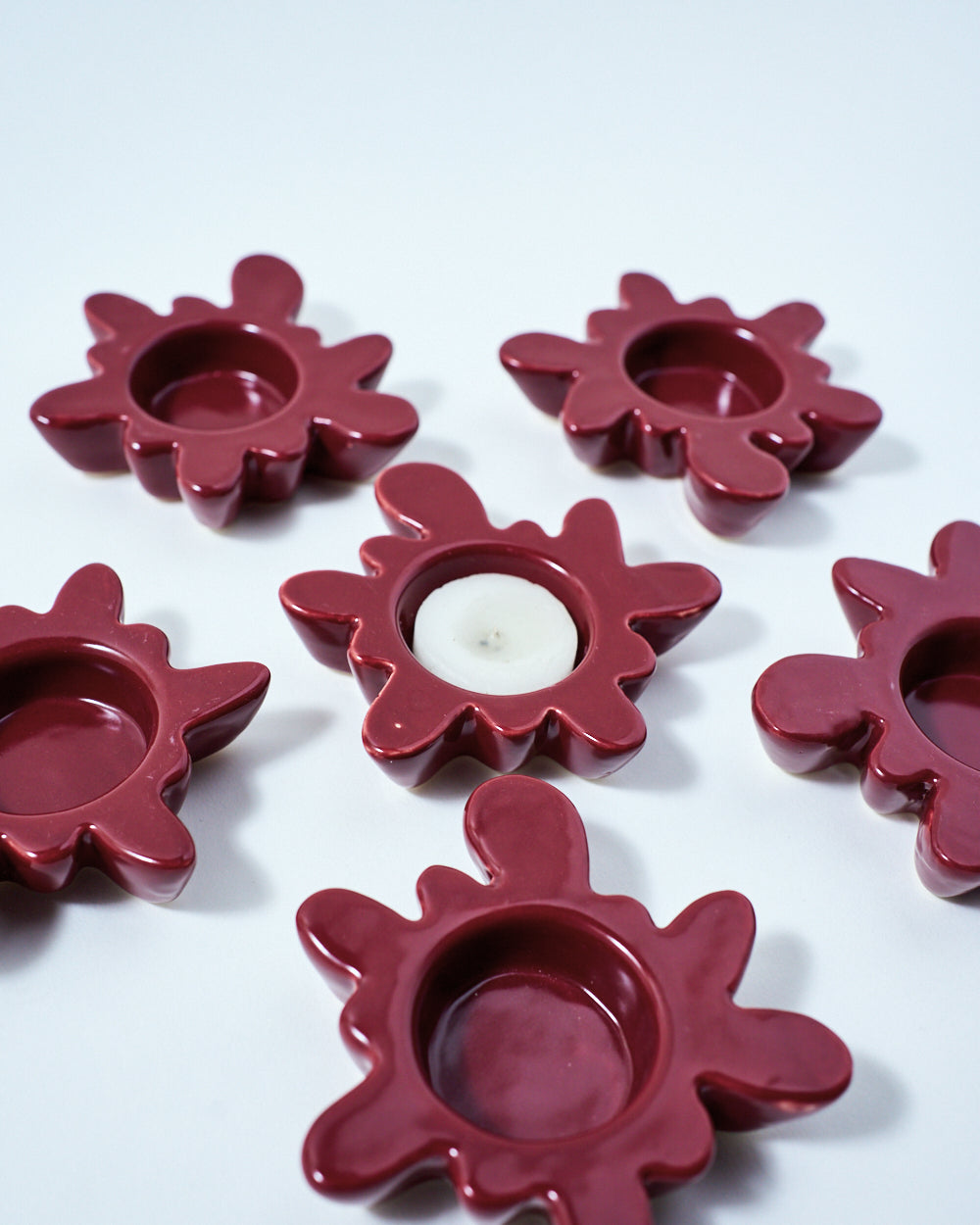 handmade tealight candle holder cherry red