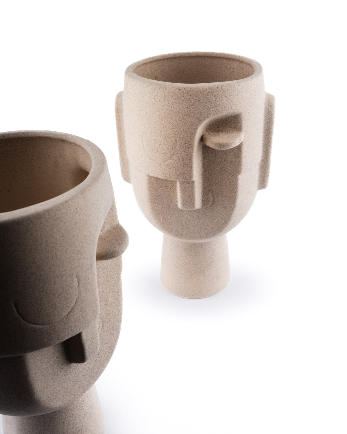 abstract nordic face vase stoneware