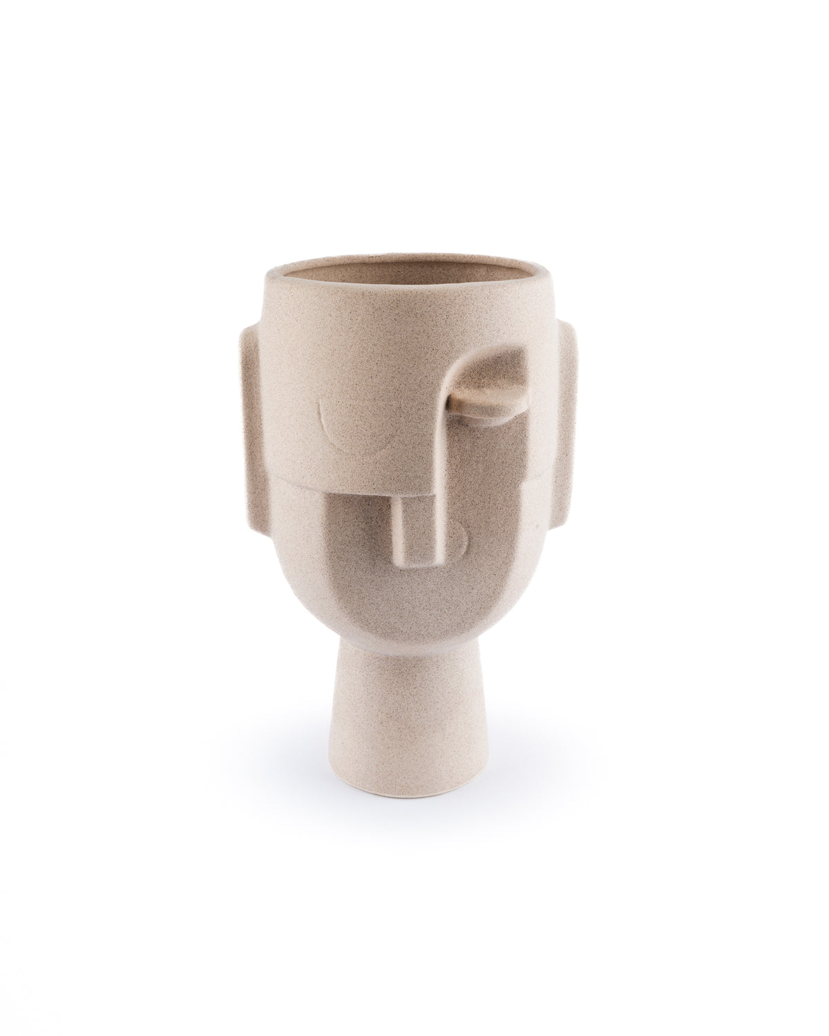 ceramic abstract face vase in beige