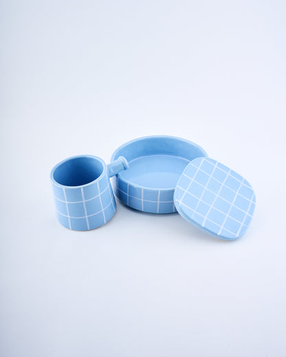 Breakfast bowl & mug set - Chequered