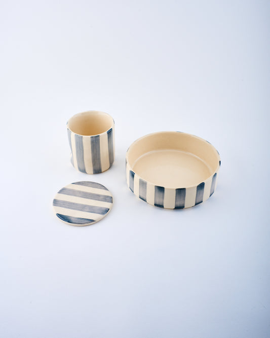 Breakfast bowl & mug set - Striped