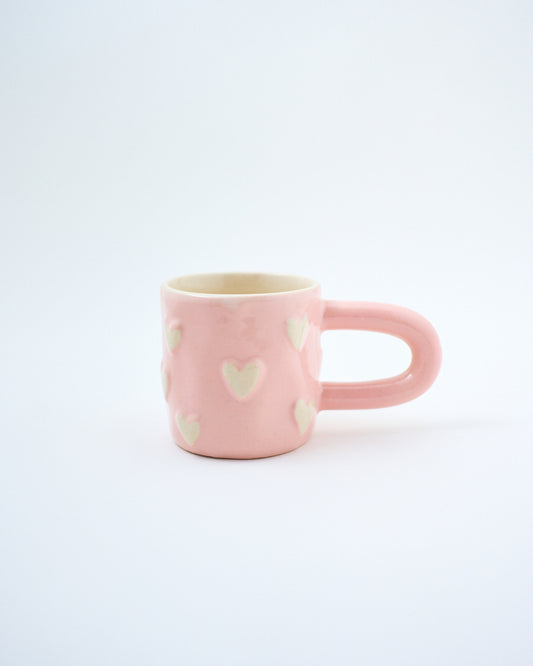 ceramic coffee mug with hearts