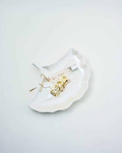 ceramic leaf catchall white tray for jewellery