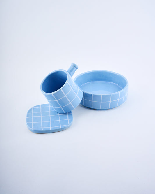 Breakfast bowl & mug set - Chequered