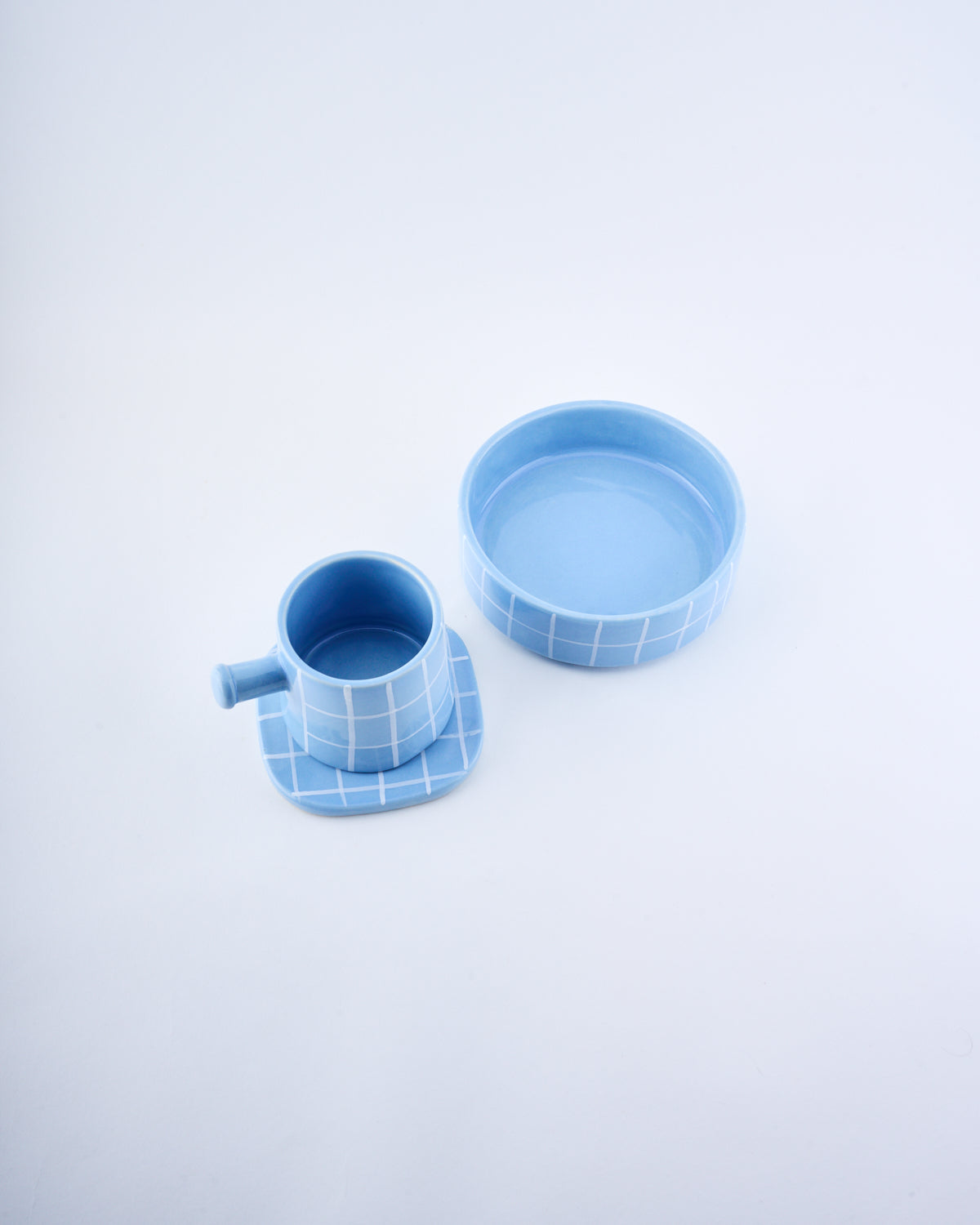 Breakfast bowl & mug set - Chequered
