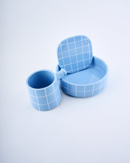 Breakfast bowl & mug set - Chequered