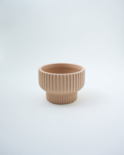 ceramic ribbed indoor planter pink