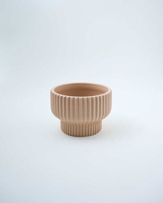 ceramic ribbed indoor planter pink