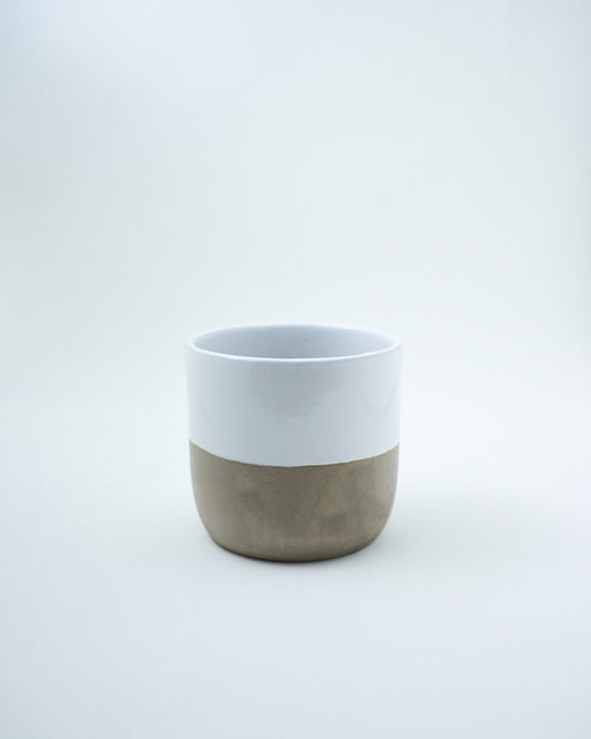 ceramic white planter two tone decorative