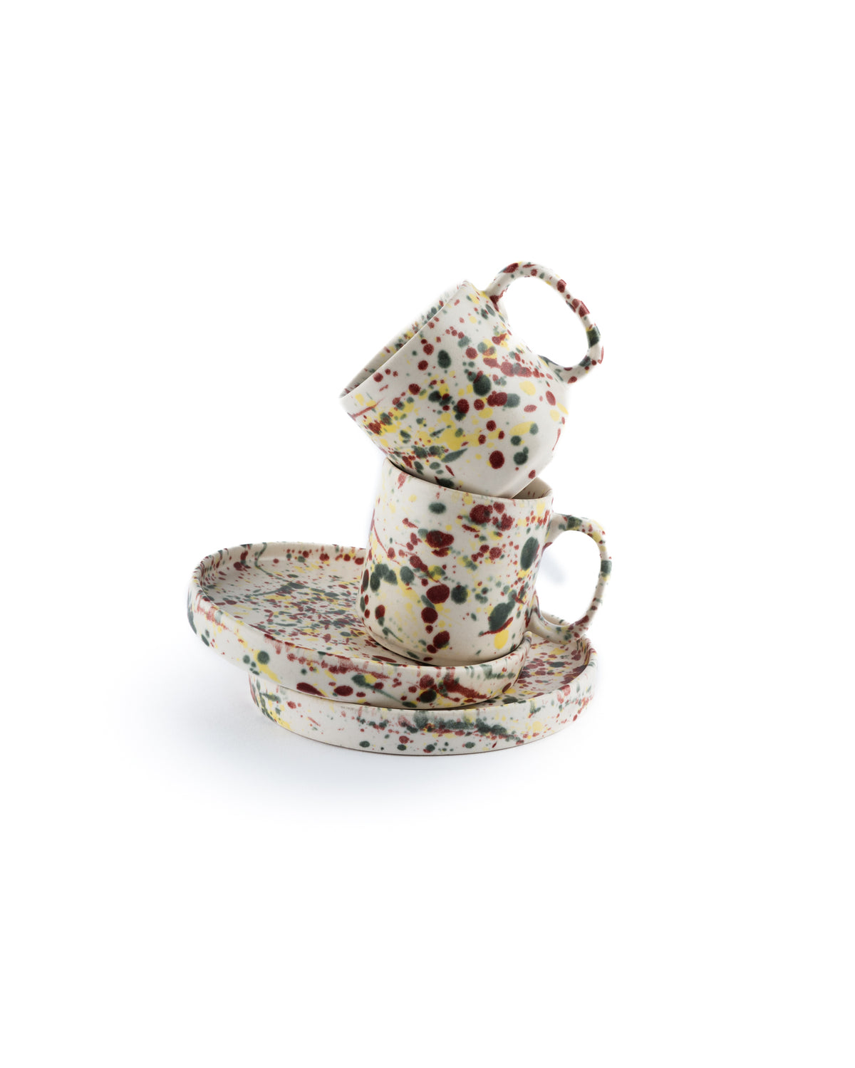coffee mug and saucer set with splash effect