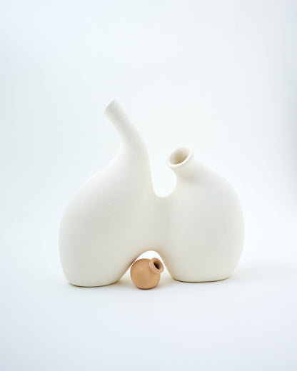 decorative white handmade ceramic vase