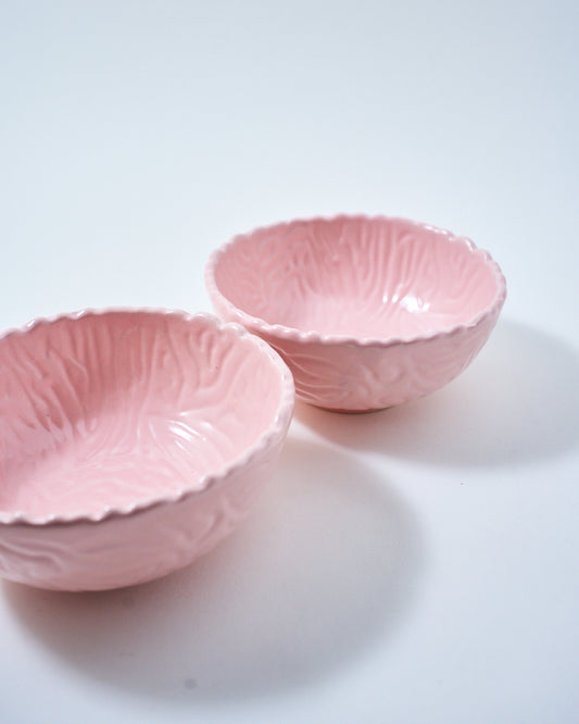 pink engraved ceramic bowl