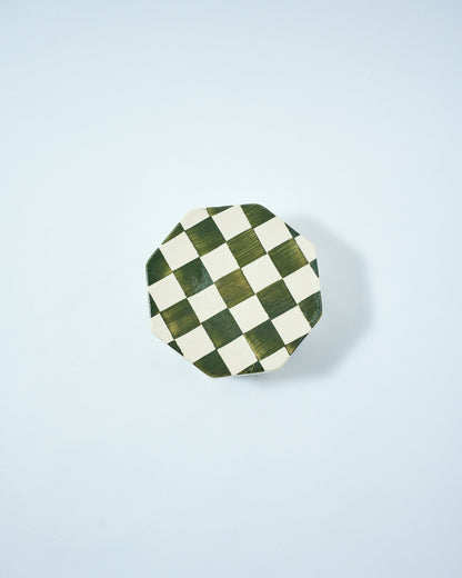 octagon shaped ceramic container with a lid
