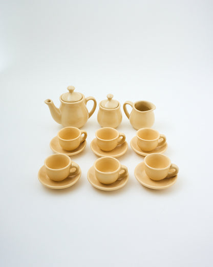 miniature tea set with kettle, pitcher and sugar jar for kids