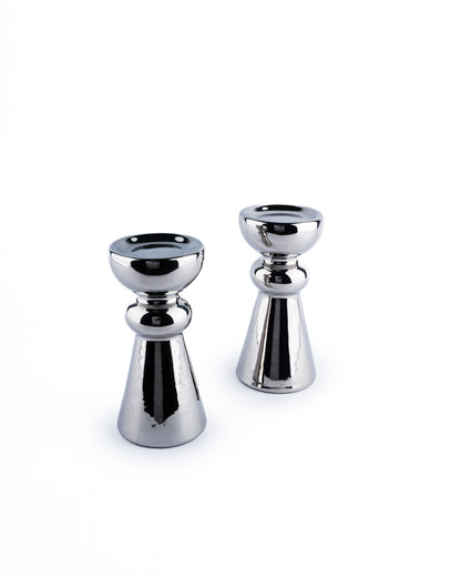 ceramic candle stand in silver color